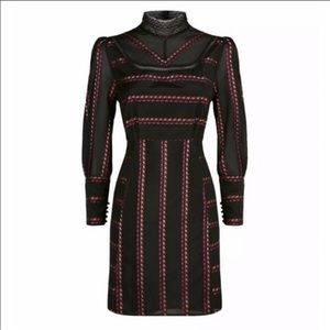 Sandro Sibel Mock Neck Lace Detail Dress